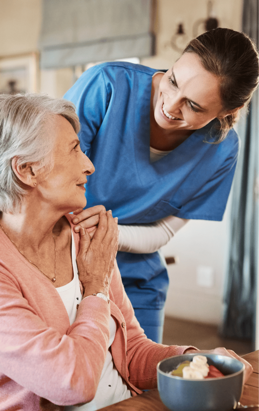 Caregiver at home with patient